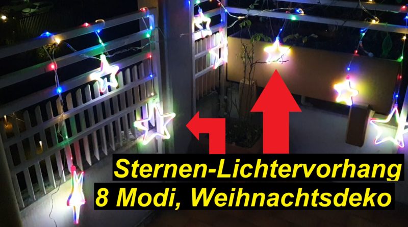 2 Meter Sternen-Lichtervorhang, mit 164 LEDs. 8 Modi. Weihnachten wird schön!
