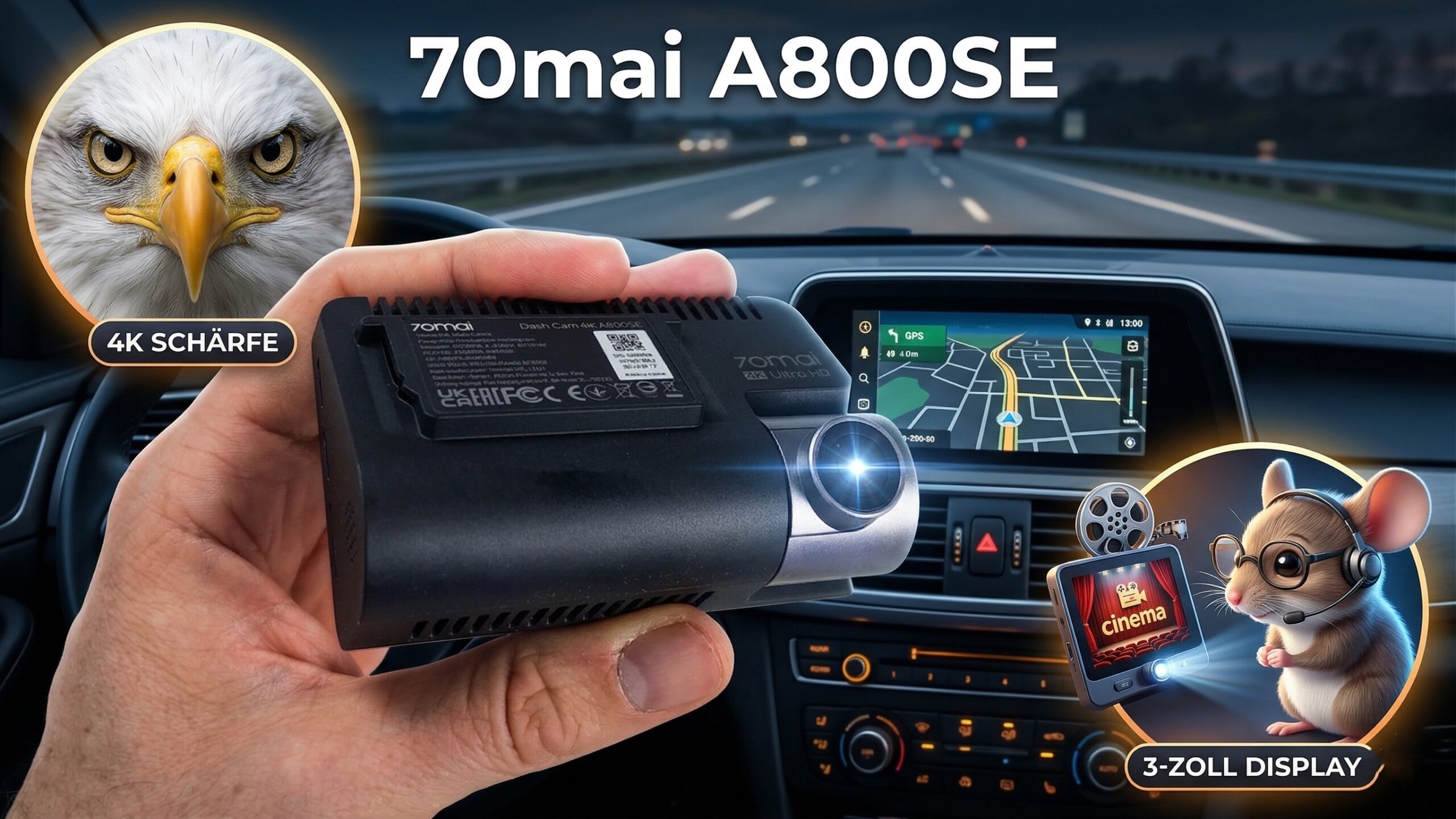 70mai Dash Cam 4K A800SE - 4K Adlerauge, 3-Zoll Mäusekino!